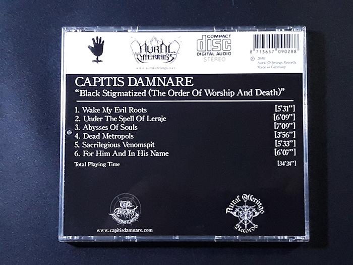 CAPITIS DAMNARE'Black Stigmatized (The Order Of Worship And Death) CD