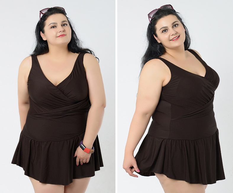 ชุดว่ายน้ำคนอ้วน พร้อมส่ง :ชุดว่ายน้ำคนอ้วนแฟชั่นสีน้ำตาลกระโปรงพริ้วๆ กางเกงขาสั้นใส่ด้านในแบบเก๋ น่ารักมากๆจ้า:รอบอก44-54นิ้ว เอว42-52นิ้ว สะโพก44-54นิ้วจ้า