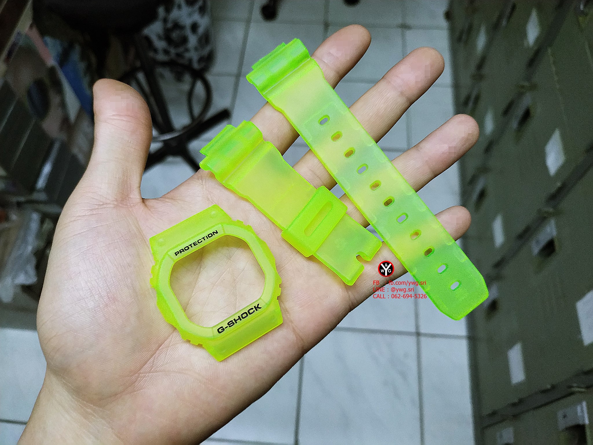 กรอบสาย(ขุ่น) G-SHOCK สีเขียวสะท้อนแสง ใส่ได้รับรุ่น DW-5600