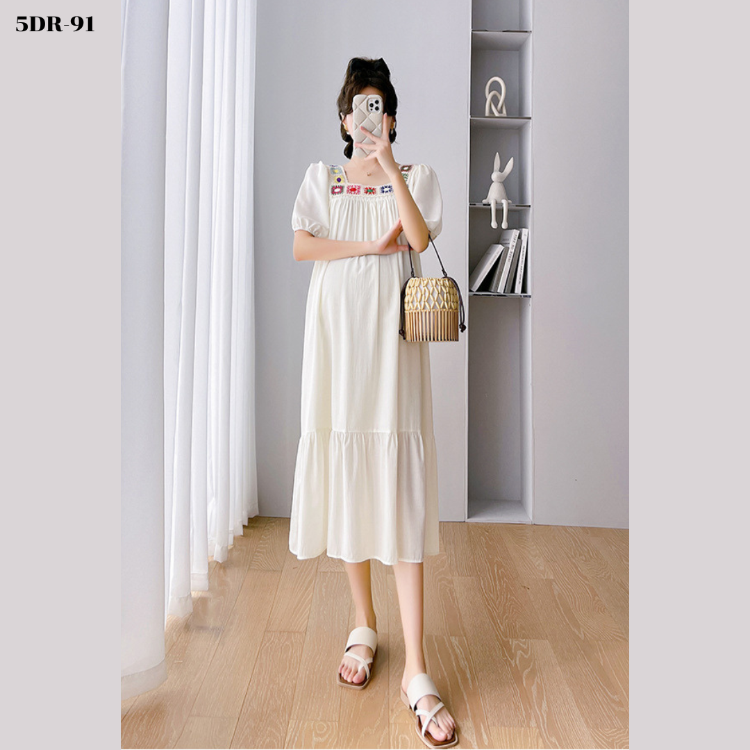 ชุดคลุมท้องแฟชั่นเกาหลี ช่วงอกไหมพรมโครเชต์ ลายน่ารัก รุ่นแถบเล็ก สวยมาก ช่วงอื่นเป็นผ้าชีฟอง เบาสบายใส่แล้วไม่ร้อน มีซับใน M L XL XXL