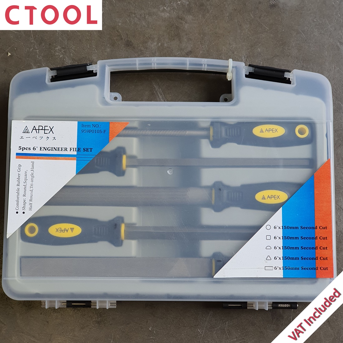 ตะไบ5ตัวชุด พร้อมด้าม 6นิ้ว กลาง Apex ของแท้ - Authentic Hand Files Set (5 Pieces) - ซีทูล Ctool