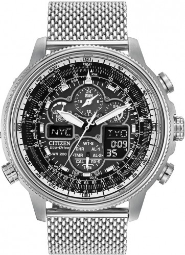 Citizen JY8030-83E นาฬิกาข้อมือผู้ชาย Eco-Drive Navihawk AT Global Radio Controlled Pilots Men's Watch