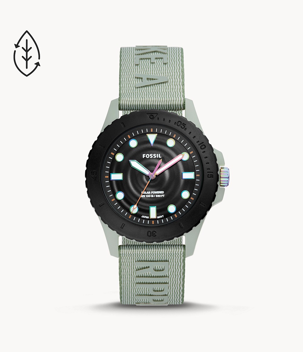 Fossil FS5911 นาฬิกาผู้ชาย FB - 01 Solar-Powered Green #tide ocean material Men's Watch