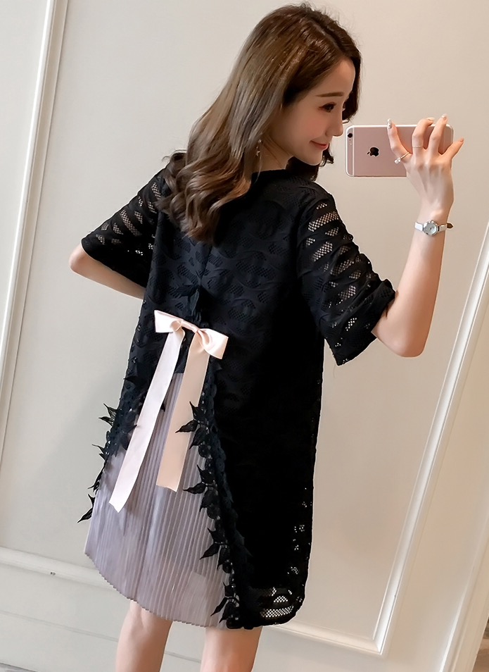 เดรสคลุมท้องสไตล์เกาหลี ผ้าชีฟอง มีซับใน ด้านหลังมีโบว์ ทำพรีทสวยมากค่ะ M L XL,XXL