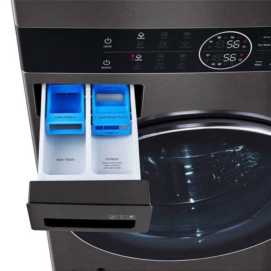 [ผ่อน0%] LG เครื่องซักผ้า 21 กก. เครื่องอบผ้า 16 กก. พร้อม Smart WI-FI control สีดำ WT2116SHBB (ชลบุรีส่งฟรี)