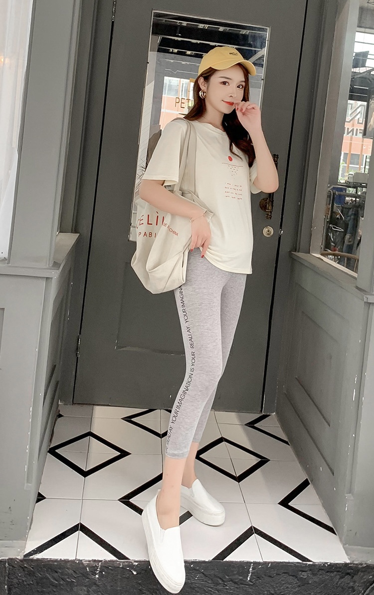 เลคกิ้งคนท้องขายาว ผ้านิ่ม มีแถบลายอักษร ขา4ส่วน ใส่สบาย มีสายปรับขนาดครรภ์ มี3 สี M,L,XL