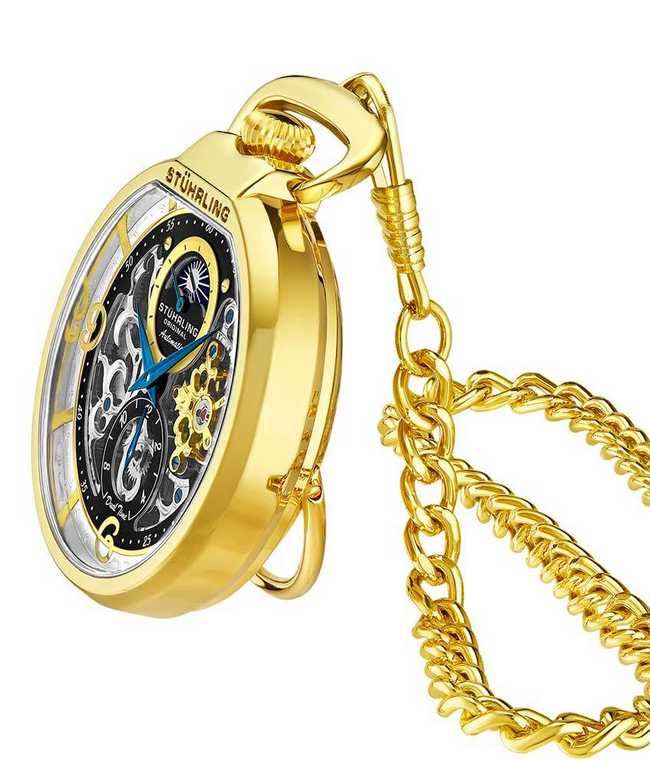 Stuhrling Original 991.02 นาฬิกาพก Mechanical Vintage Stainless Steel Pocket Watch