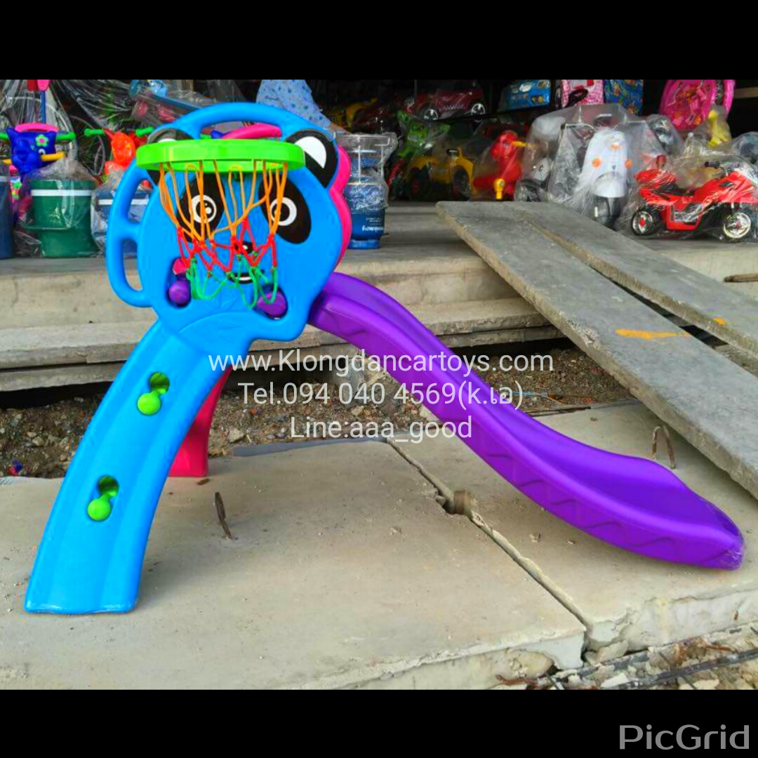 สไลเดอร์พับได้ Teddy bear (มีแป้นบาส + ลูกบาส)