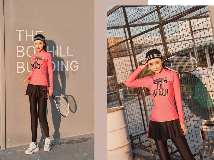 ชุดว่ายน้ำทูพีชเล่นกีฬาแขนขายาว แบบสปอร์ตพร้อมส่ง :ชุดว่ายน้ำคนอ้วนแขนยาวสีชมพูแต่งลายอักษร กางเกงขายาวแต่งกระโปรงระบาย แบบสวยน่ารักมากๆจ้า:รอบอก36-44นิ้ว เอว32-40นิ้ว สะโพก36-44นิ้ว