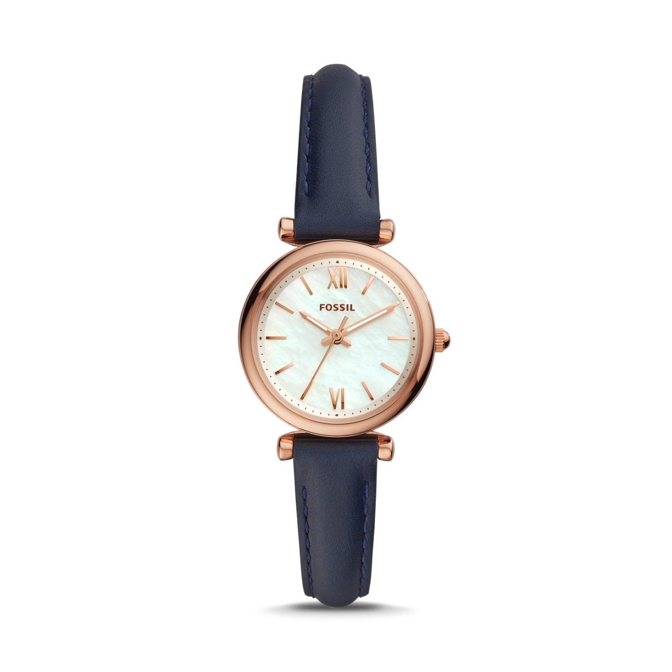 Fossil ES4502 นาฬิกาผู้หญิง Carlie Mini Three-Hand Navy Leather Women's Watch