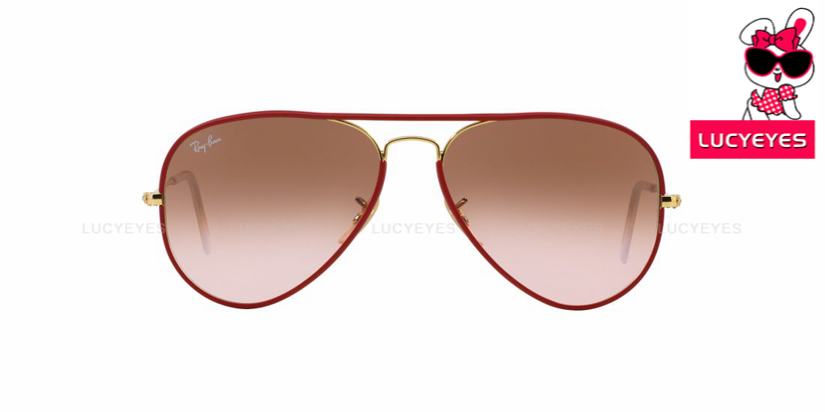 RAYBAN RB3025JM 001/X3 AVIATOR FULL COLOR Size 58 กรอบแดง เลนส์ชมพูน้ำตาลไล่สี 2