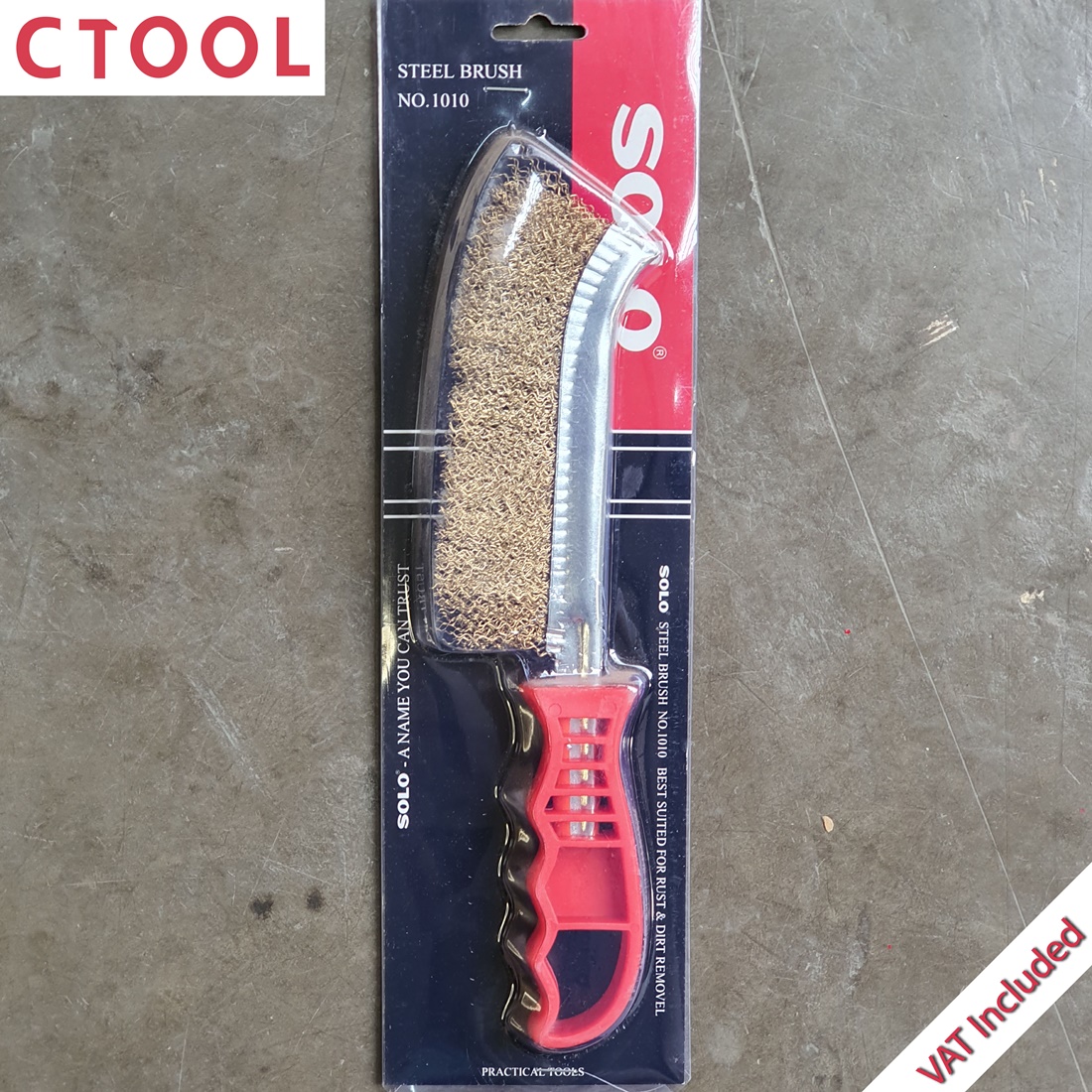 (สินค้าหมด)แปรงลวด เหล็กชุบทองเหลืองด้ามพลาสติก 1010 Solo ของแท้ - Authentic Steel Brush - ซีทูล Ctoolhardware