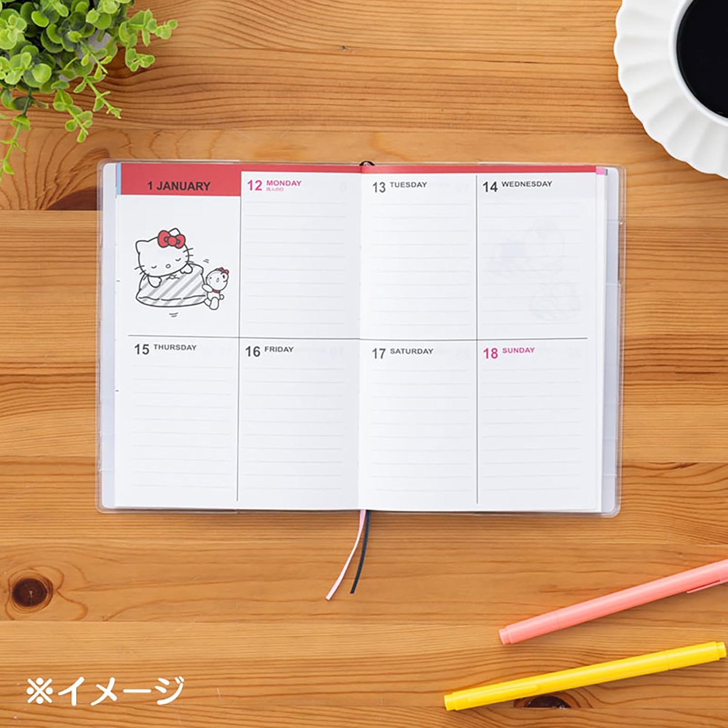 [PRE-ORDER] DIARY Planner 2026 สมุดแพลนเนอร์ ลายคิตตี้ สีดำ Hello Kitty Size B6 Black แพลนเนอร์ ไดอารี่ จากซานริโอ Sanrio Japan นำเข้าจากญี่ปุ่น ハローキティ B6 ダイアリー（ブロックタイプ） 2026