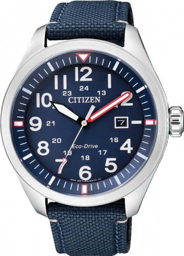 Citizen AW5000-16L นาฬิกาผู้ชาย Eco-Drive Blue Dial Men's Watch