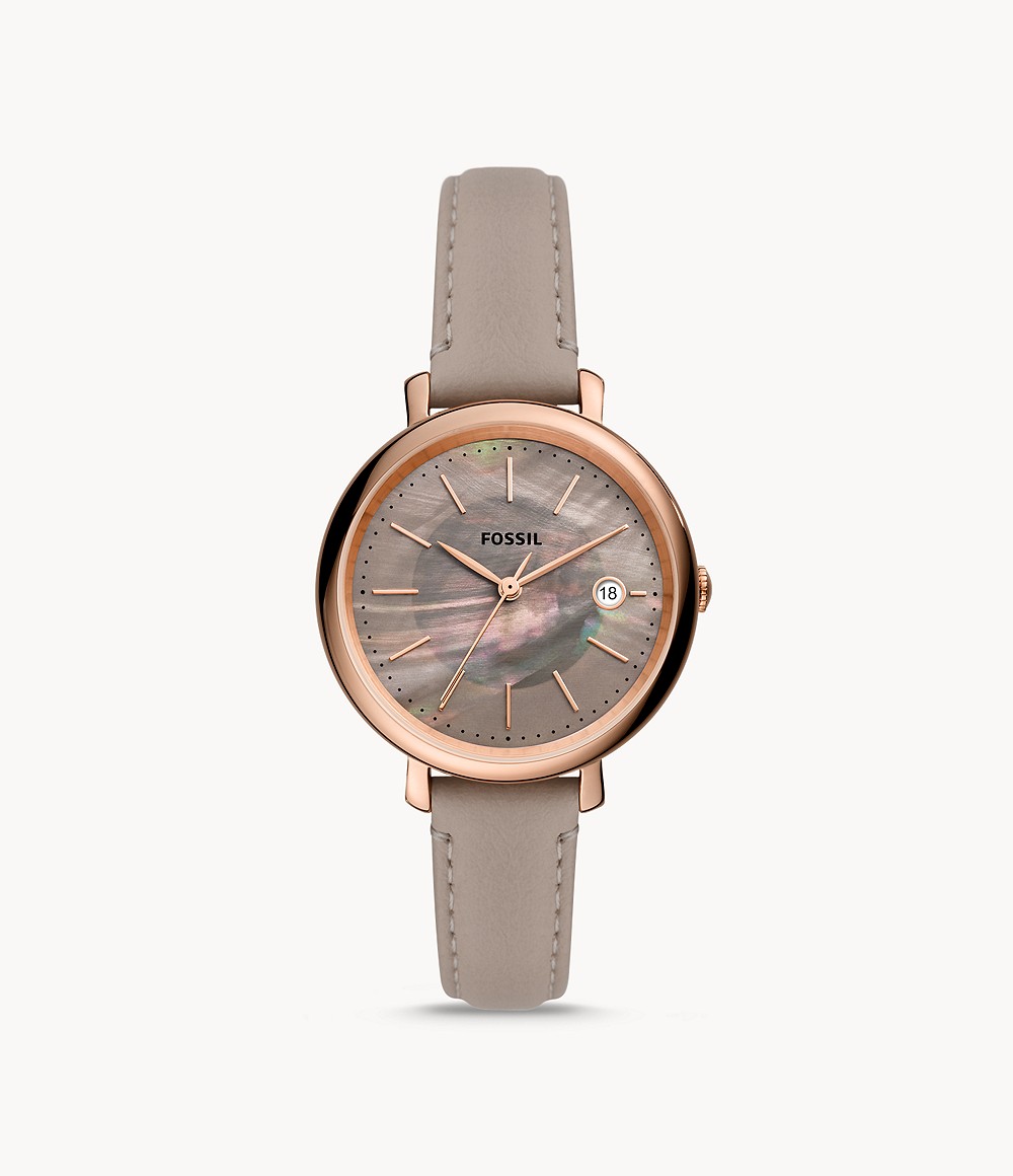 Fossil ES5091 นาฬิกาผู้หญิง Jacqueline Solar-Powered Grey Eco Leather Women's Watch