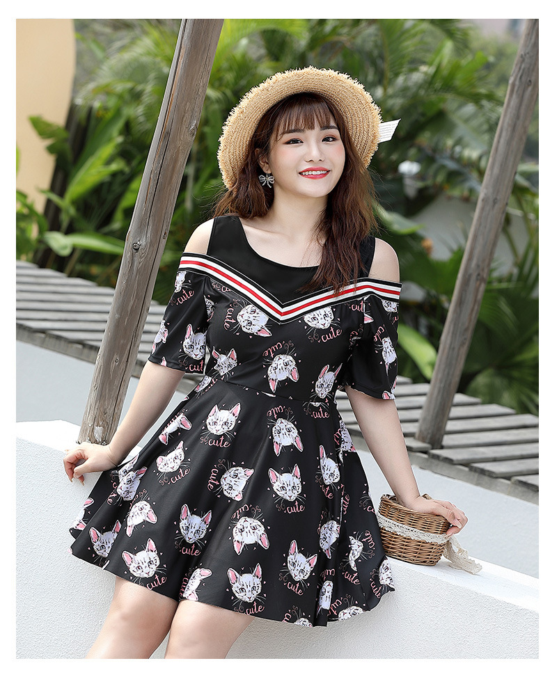 ชุดว่ายน้ำคนอ้วน วันพีช พร้อมส่ง :ชุดว่ายน้ำไซส์ใหญ่สีดำแต่งลายแมวเว้าไหล่ มีกางเกงขาสั้นใส่ด้านในแบบสวยน่ารักมากๆจ้า :7xl รอบอก48 - 58 นิ้ว เอว 44 - 54 นิ้ว สะโพก 46 - 58 นิ้ว // 9xl รอบอก56 - 68 นิ้ว เอว50 - 64 นิ้ว สะโพก 50 - 66 นิ้ว