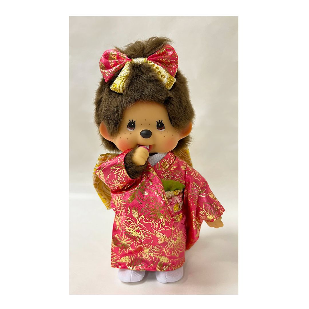[PRE-ORDER] ตุ๊กตา ม่อนชิชิ ชุดกิโมโน ฟุริโซเดะ สีชมพู Size S H20 x W15 x D6 cm Furisode Monchhichi S girl นำเข้าจากญี่ปุ่น 振袖モンチッチ S 女の子