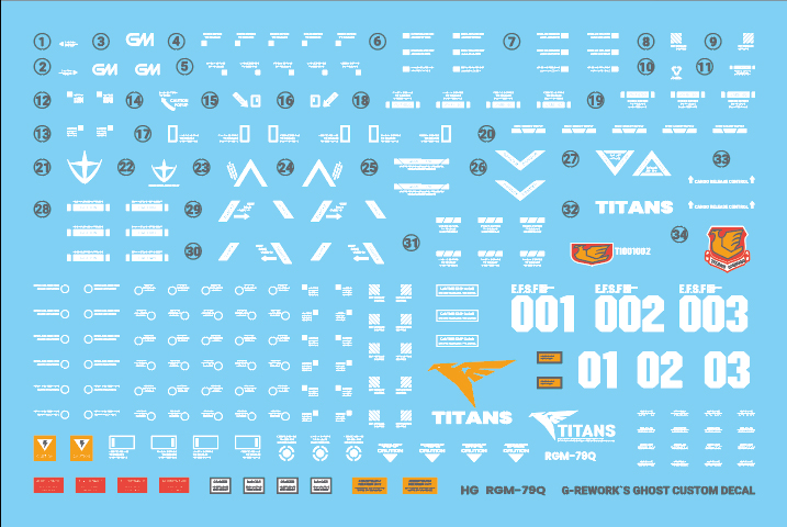 G-REWORK CUSTOM DECAL HG 1/144 RQM-79Q GM QUEL
