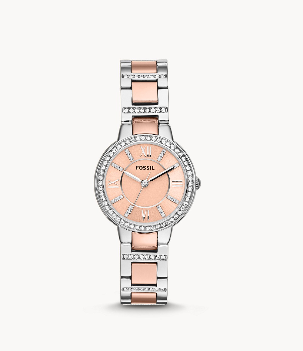 Fossil ES3405 นาฬิกาผู้หญิง Virginia Two-Tone Stainless Steel Quartz Women's Watch