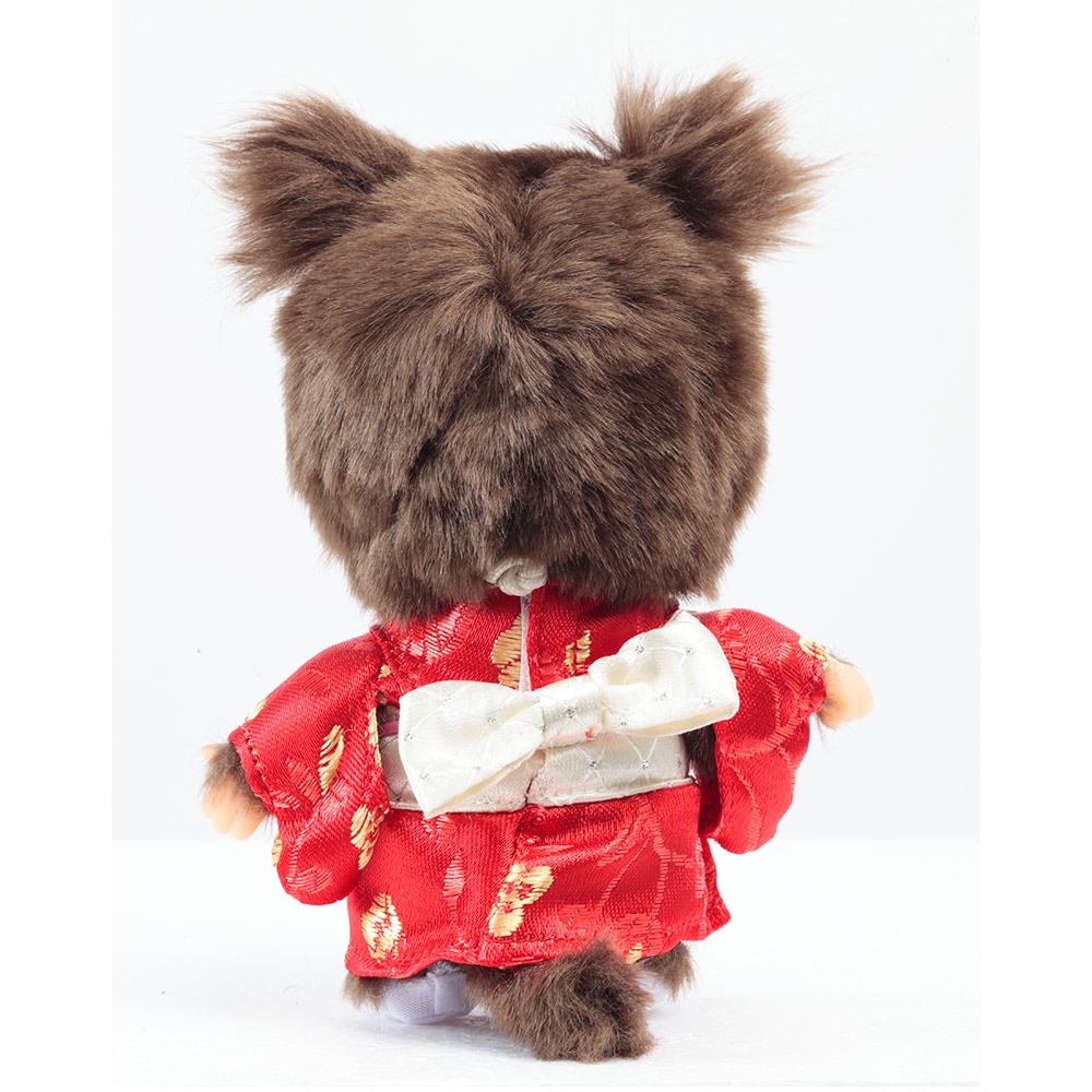 [PRE-ORDER] เบบี้ ม่อนชิชิ BEBICHHICHI กิโมโน สีแดง Size 15 cm นำเข้าจากญี่ปุ่น Monchhichi Babychhichi Red Kimono お着物ベビチッチ 女の子 IPM-19-Z