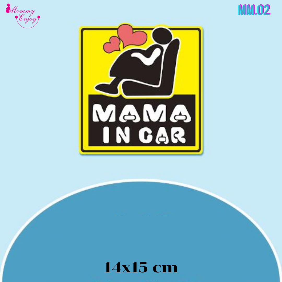 สติ๊กเกอร์ mama in car สติ๊กเกอร์อย่างดี สะท้องแสง เห็นชัดทั้งกลางวันและกลางคืน