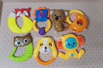 เขย่ามือ รูปสัตว์ 7 ชิ้น (กล่อง) เสริมพัฒนาการ สีสันสดใส