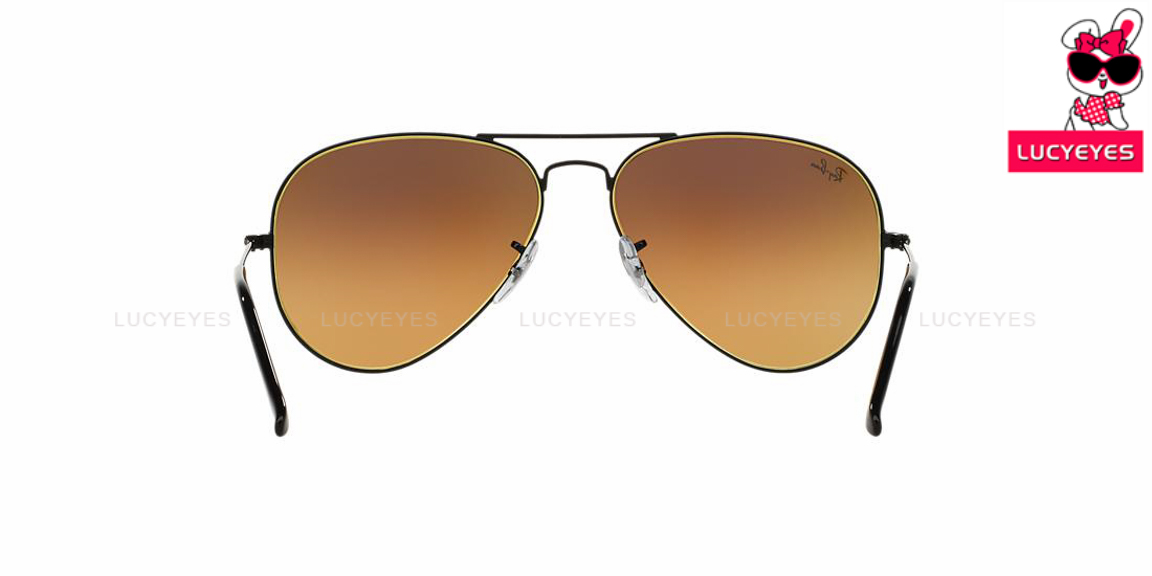 RayBan RB3025 002/4O AVIATOR LARGE METAL กรอบดำ เลนส์ฟ้าไล่สี 4