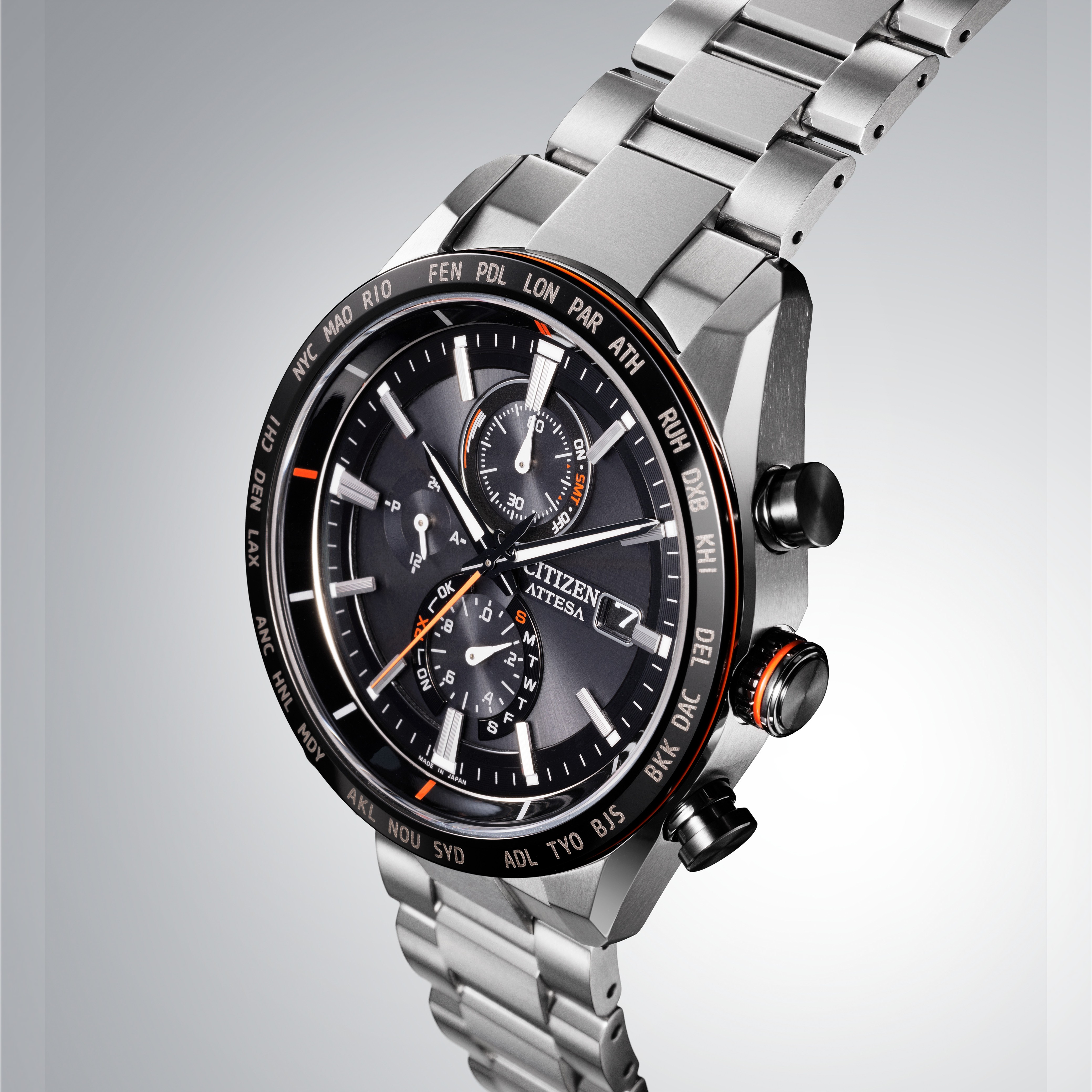 Citizen AT8189-61E นาฬิกาผู้ชาย Attesa Made In Japan Perpetual Chronograph Eco-Drive Men's Watch