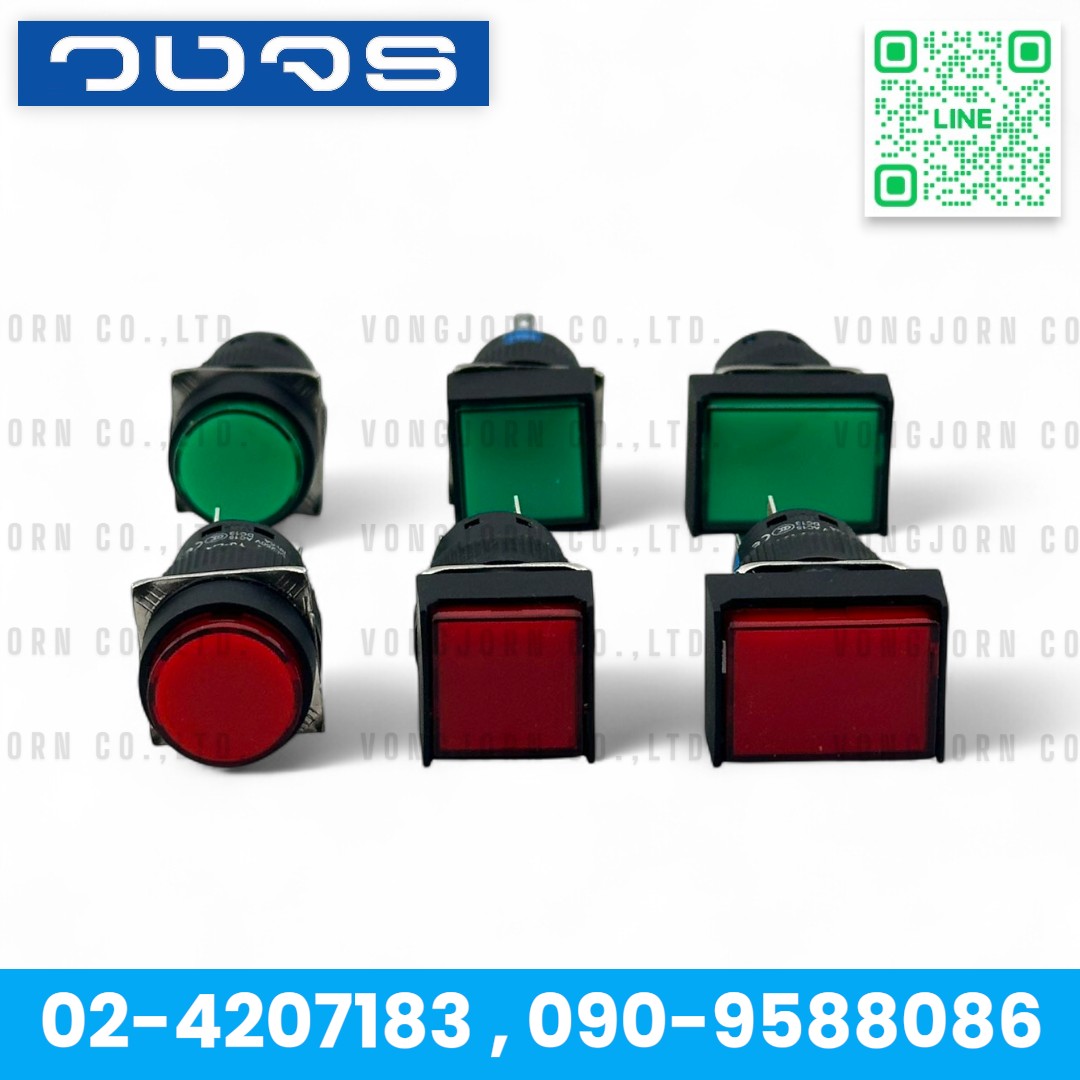 Push Button YJ-LA16-11DN 16mm. 220V/24V (ไม่ล็อค) Momentary