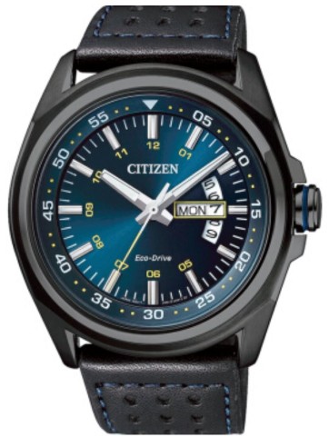 Citizen AW0024-15L นาฬิกาผู้ชาย Eco-Drive Black Ion Plated Blue Dial Men's Watch