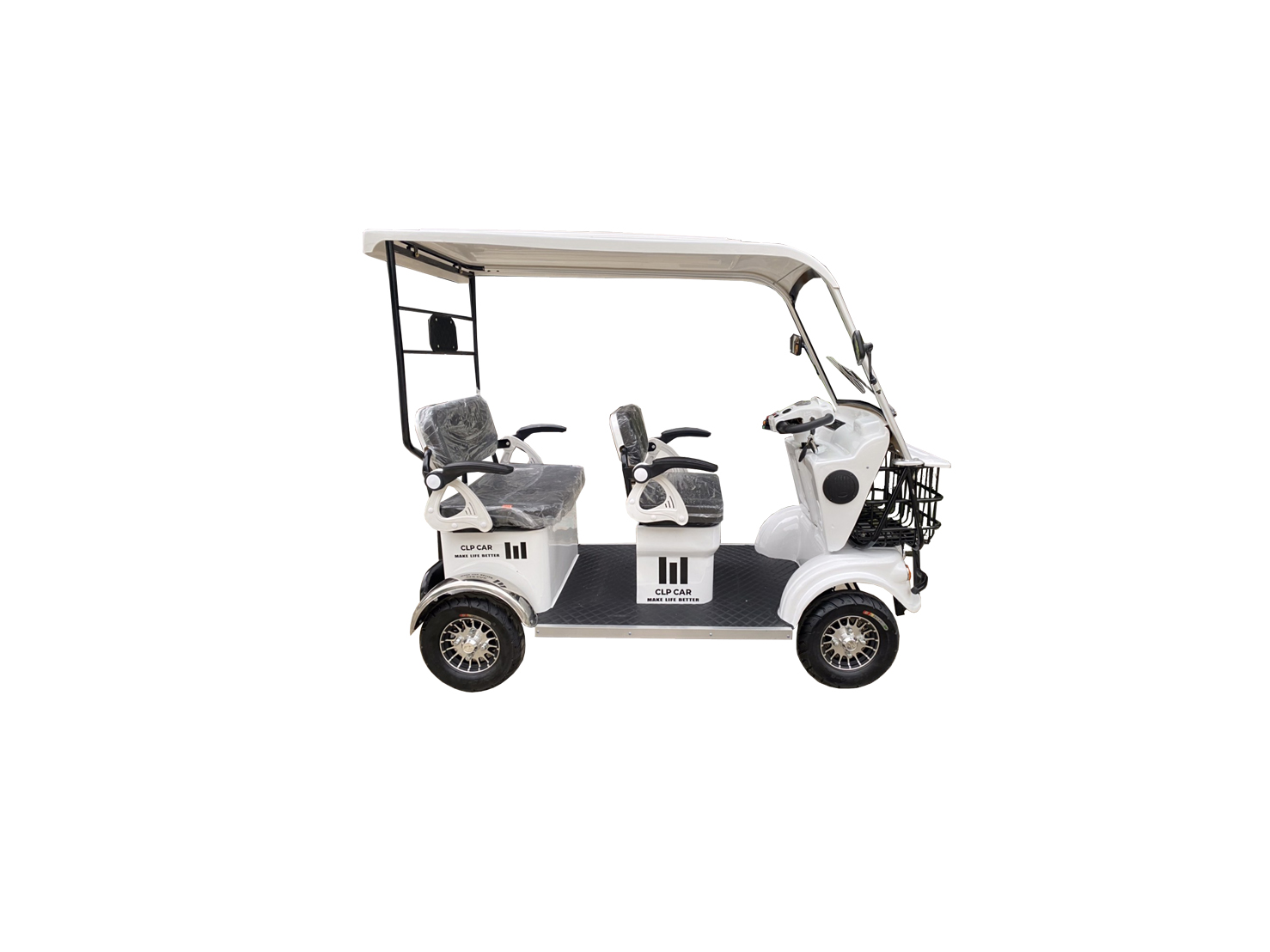 รถไฟฟ้า 4 ล้อ 3 ที่นั่ง รุ่น M-03 ยี่ห้อ CLP CAR ขับแฮนด์บิด ขาว