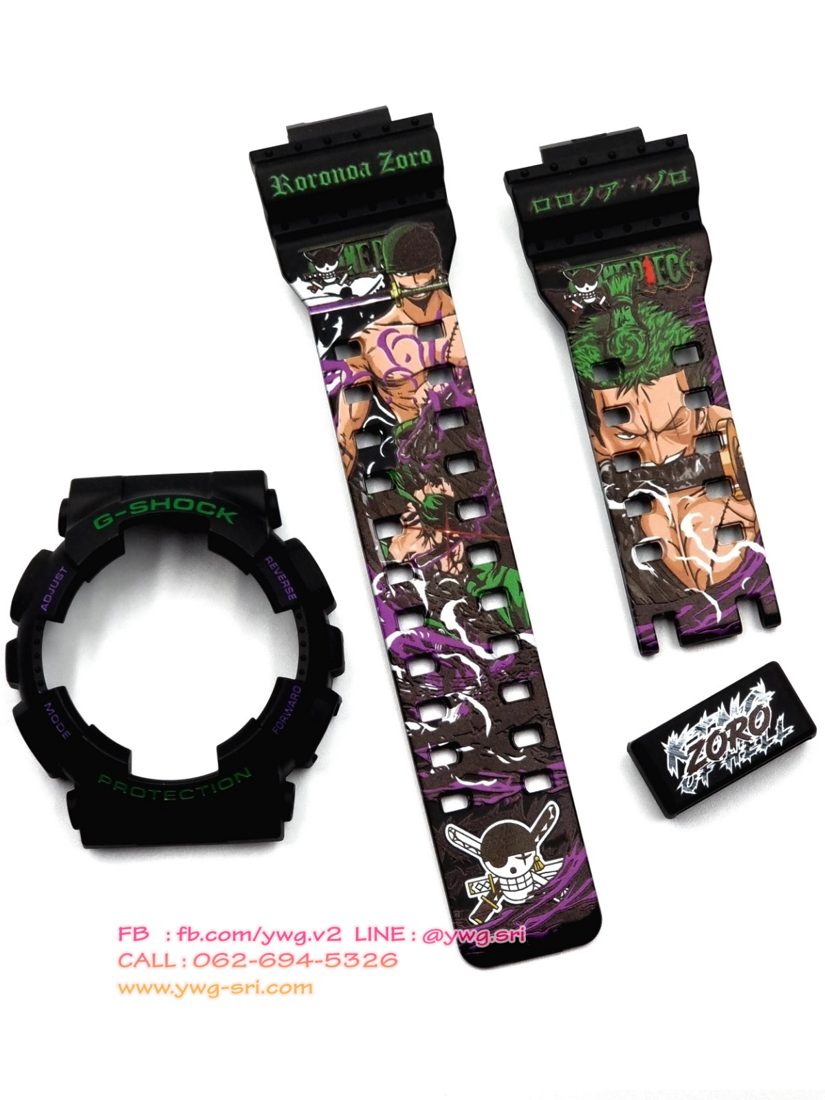 กรอบสาย G-SHOCK แท้✅ สีดำด้าน สกรีนลาย One Piece Zoro ใส่ได้กับรุ่น GA-100 ,GA-110 ,GA-120 ,GA-140 ,GAX-100 ,GD-100 ,GD-120