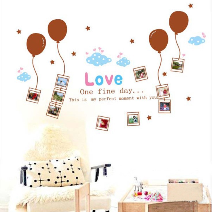 สติ๊กเกอร์ตกแต่งผนัง ขนาด 60x90 ซม. เนื้อ PVC มีกาวในตัว ไม่ทำลายผนัง เซต 1/3