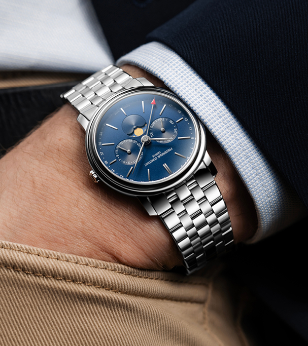 Frederique Constant FC-270N4P6B นาฬิกาผู้ชาย Moonphase Classics Index Business Timer Men's Watch