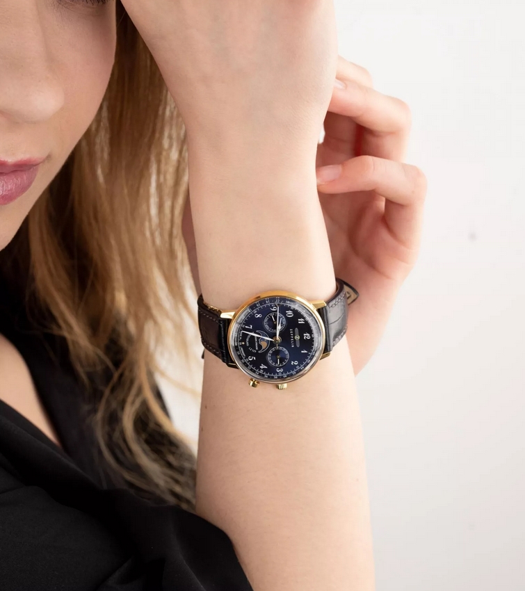 Zeppelin 7039-2 นาฬิกาผู้หญิง LZ Hindenburg Moonphase Quartz Women's Watch
