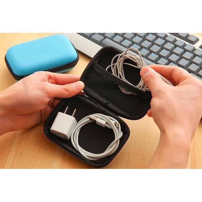 กระเป๋าใส่หูฟัง กระเป๋าจัดเก็บสายชาร์จมือถือ ทรงเหลี่ยม มีซิป กระเป๋าเก็บสายดาต้า เก็บสายมือถือ กระเป๋าใส่กุญแจ