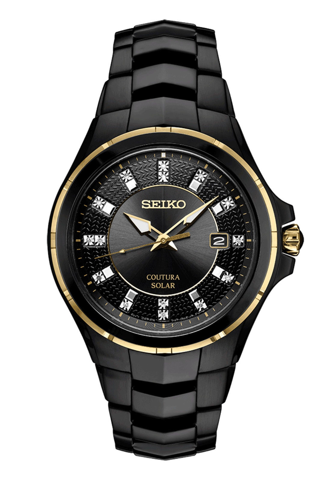 Seiko SNE506 นาฬิกาผู้ชาย Seiko รุ่น SNE506, Coutura Solar Diamonds Sapphire Black PVD Steel Men's Watch