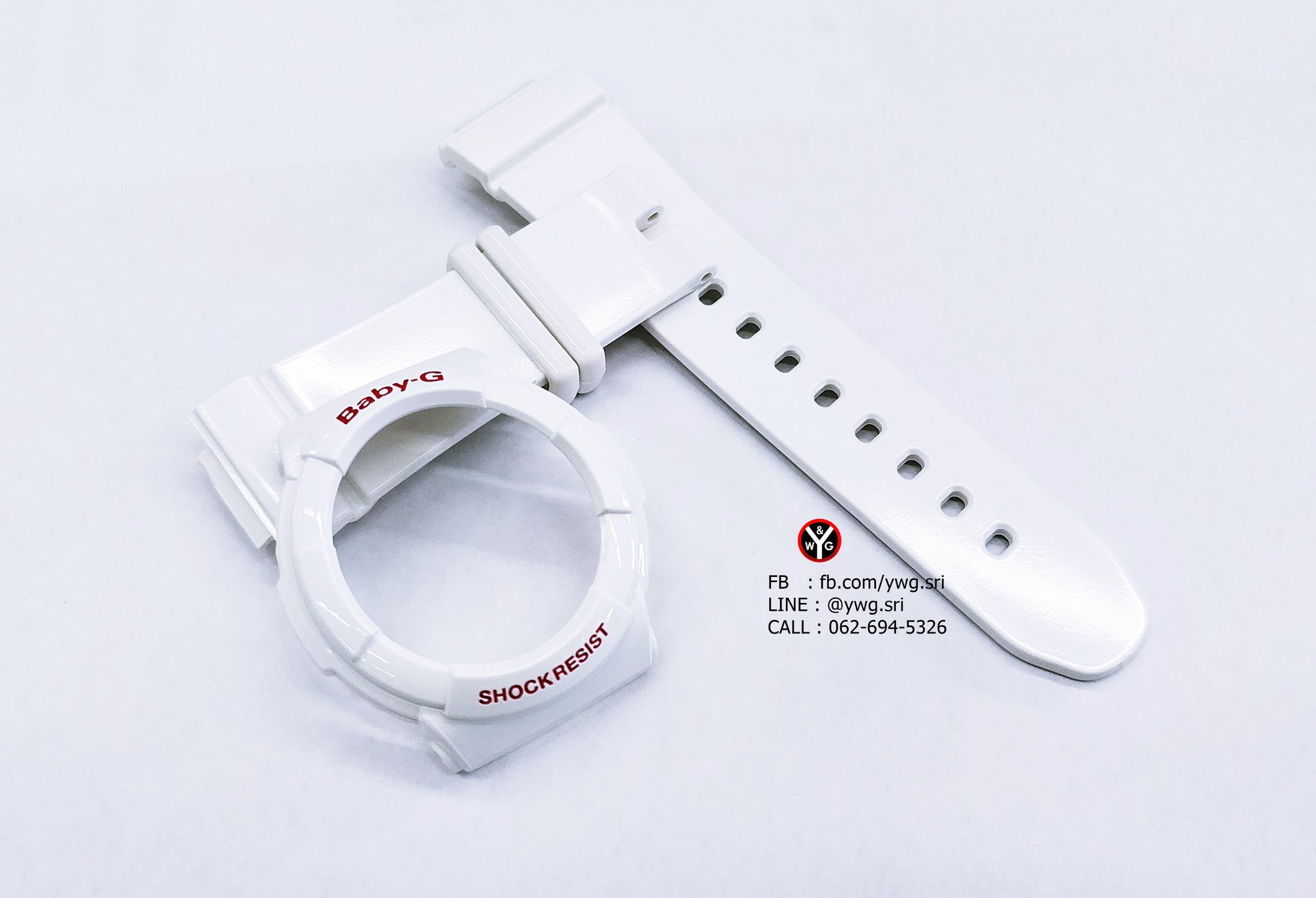 กรอบสาย BABY-G แท้ กรอบขาวเงาฟร้อนแดง ใส่ได้รับรุ่น BGA-130 ,BGA-131 ,BGA-160 ,BGA-161