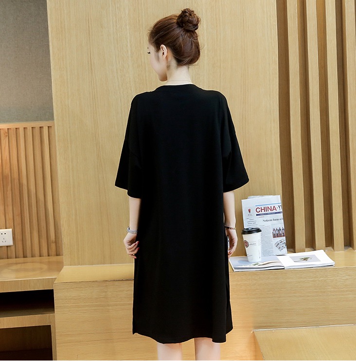 ชุดคลุมท้องแฟชั่นเกาหลี ผ้าcotton เนื้อนิ่ม ผ่าข้าง L,XL,2XL,3XL