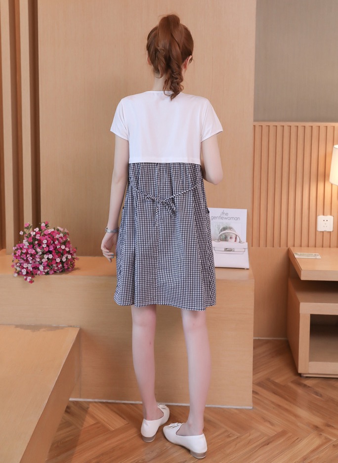 ชุดคลุมท้องเปิดให้นมแบบซิบ ผ้า cotton นิ่มใส่สบาย ลายลิงน้อย มีกระเป๋าข้าง มีเชือกผูกปรับขนาดครรภ์ M,L,XL,XXL