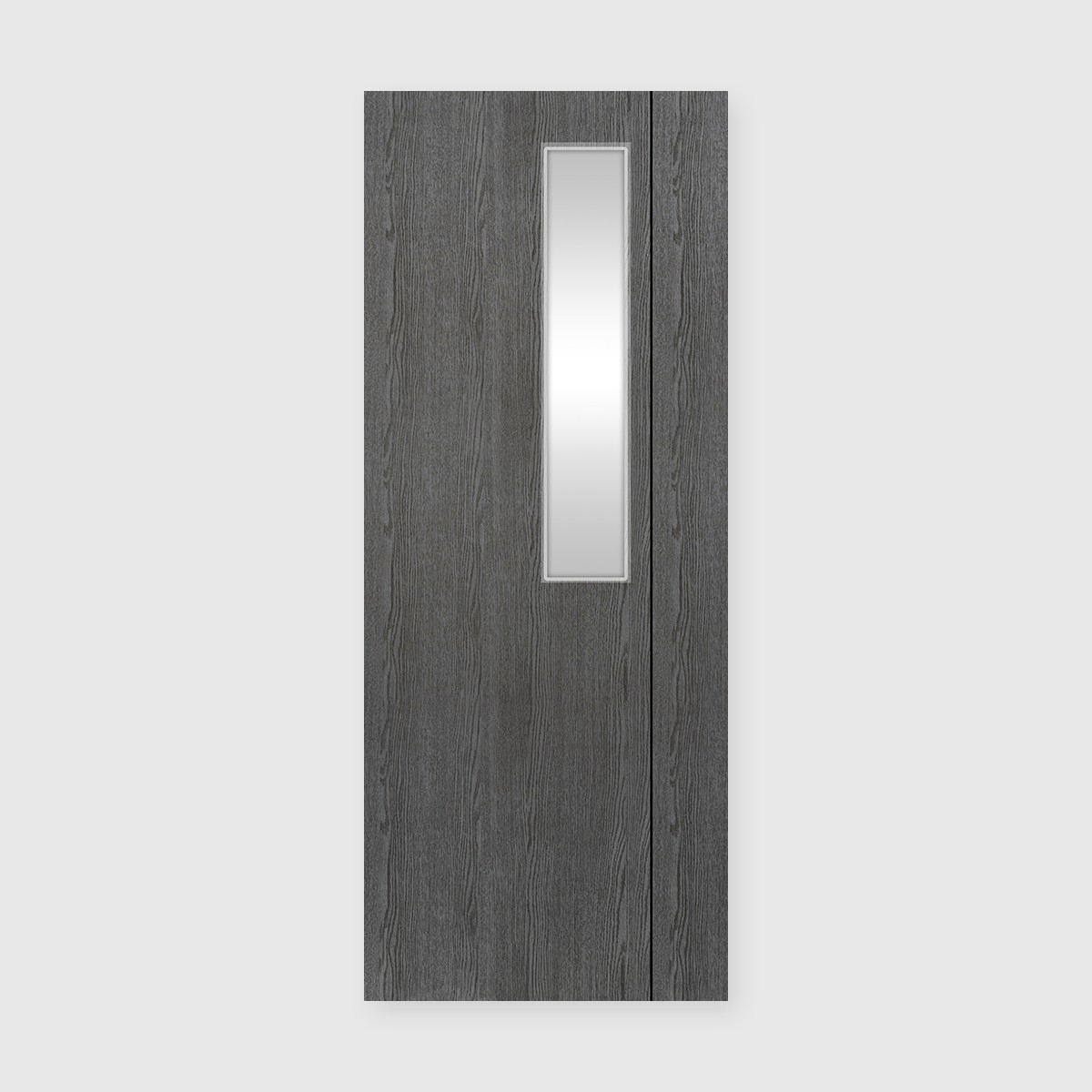 ประตูPVC 70X200/ไม่เจาะ #PM-4 เซาะร่องดำ สีเกรย์โอ๊ค POLOYWOOD (เฉพาะบาน) (PVC)