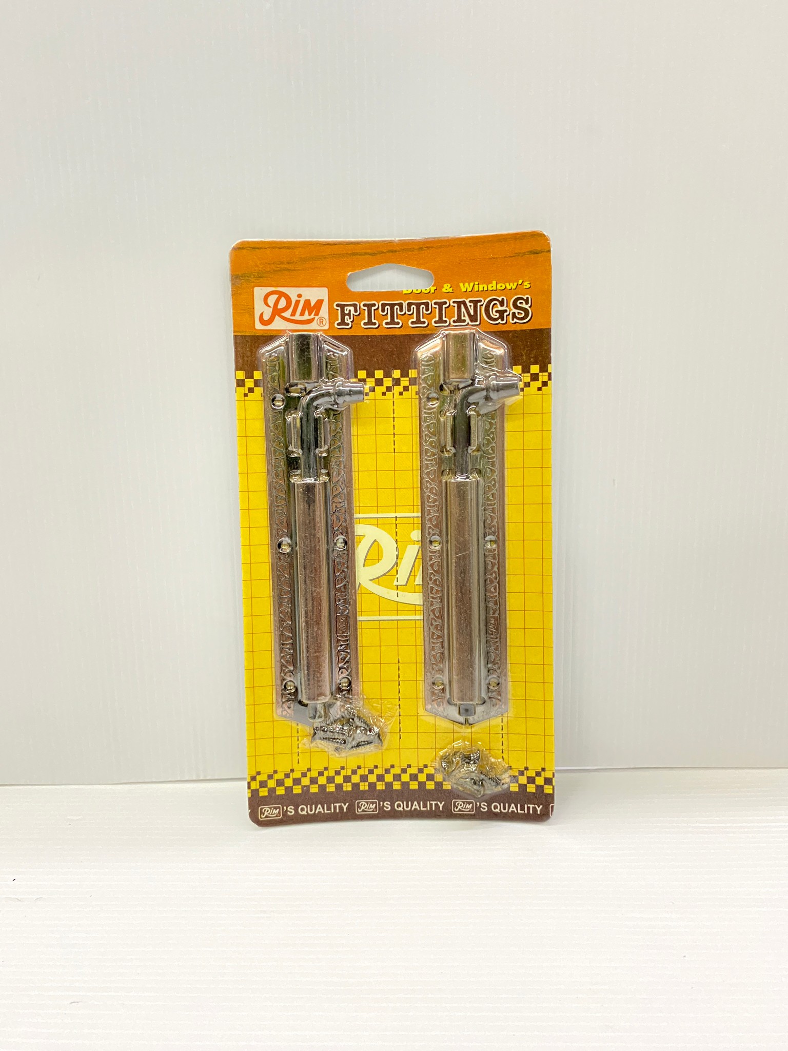กลอนประตู กลอนหน้าต่าง 6นิ้ว รมดำ (แพ็ค2ชิ้น) Rim #3115AC