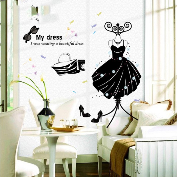 สติ๊กเกอร์ตกแต่งผนัง ขนาด 50x70 ซม. เนื้อ PVC มีกาวในตัว ไม่ทำลายผนัง เซต 2/4