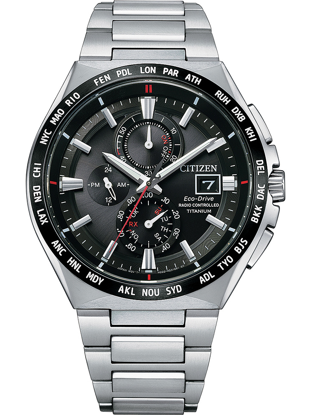 Citizen AT8234-85E นาฬิกาผู้ชาย Eco-Drive Radio Controlled Super Titanium Men's Watch