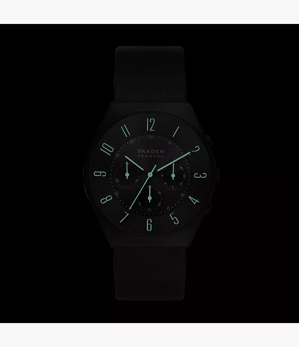 Skagen SKW6843 นาฬิกาผู้ชาย Grenen Chronograph Midnight Leather Men's Watch
