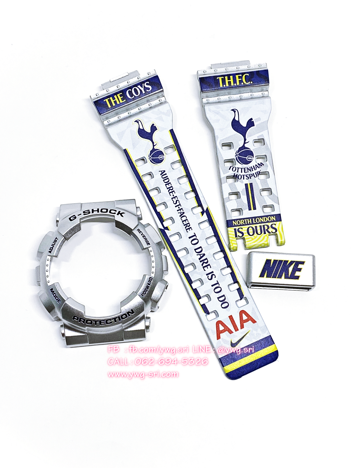 กรอบสาย G-SHOCK สีเทา สกรีนลาย Tottenham Hotspur ใส่ได้กับรุ่น GA-100 ,GA-110 ,GA-120 ,GA-140 ,GAX-100 ,GD-100 ,GD-120