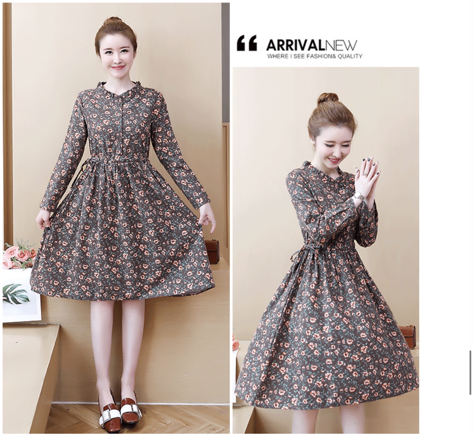 ชุดคลุมท้องสไตล์เกาหลี แบบสวยมาก กระดุมเปิดได้ มีเชือกปรับขนาดครรภ์ด้านข้าง M L XL XXL