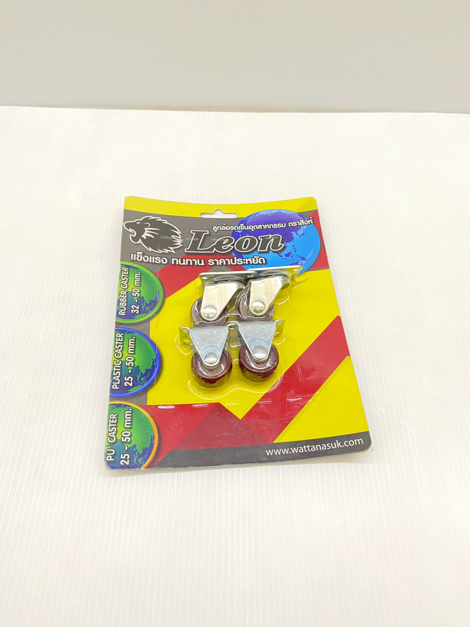 LEON ล้อพลาสติกโพลียูรีเทน แป้นหมุน/แป้นตาย 25 mm. (แบบแพ็ค 4 ชิ้น) #JLP3001