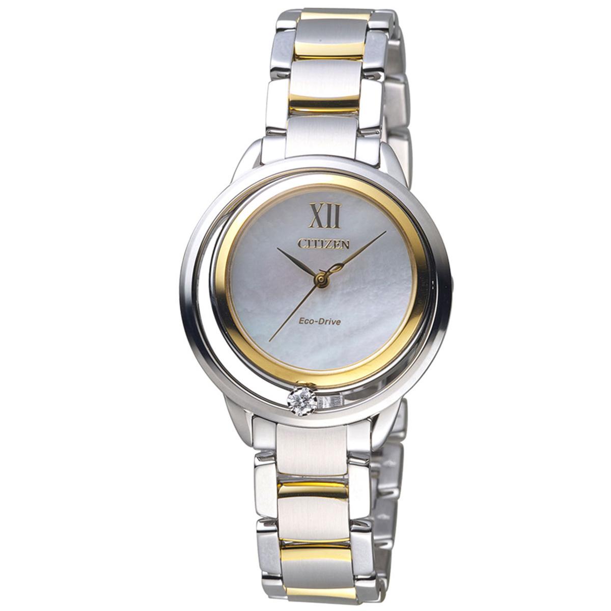Citizen EW5514-87D นาฬิกาผู้หญิง Eco-Drive Diamond Two-Tone Women's Watch