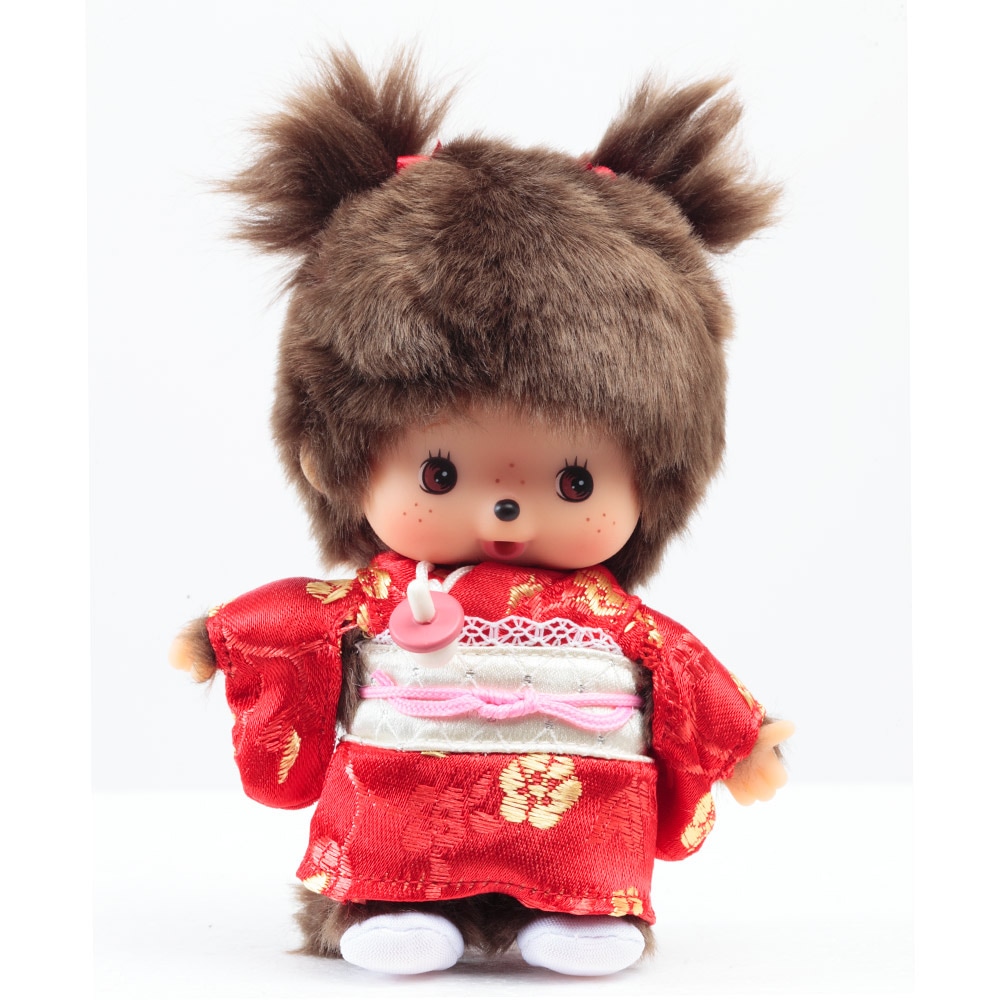 [PRE-ORDER] เบบี้ ม่อนชิชิ BEBICHHICHI กิโมโน สีแดง Size 15 cm นำเข้าจากญี่ปุ่น Monchhichi Babychhichi Red Kimono お着物ベビチッチ 女の子 IPM-19-Z